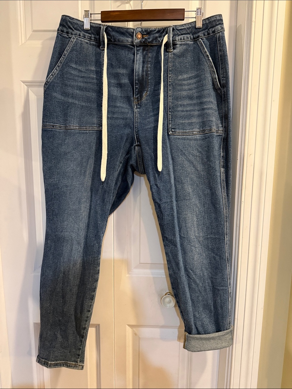 Judy Blue Indigo High-Rise Drawstring Tapered Jeans